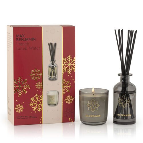 Max Benjamin French Linen Water Candle & Diffuser Gift Set
