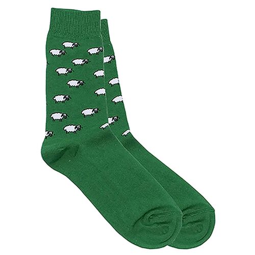 Fashion Flo Green Field Of Sheep Socks One Size