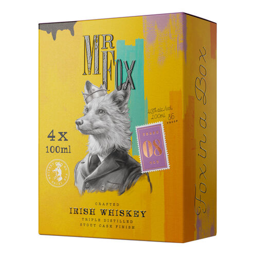 Mr Fox 8 Year Old Stout Irish Whiskey Cans 4x10cl