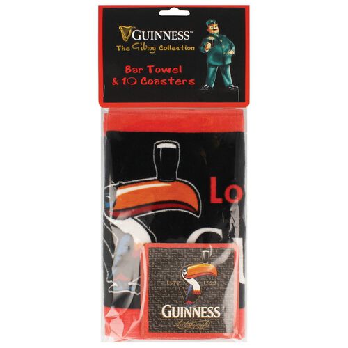 Guinness Bar Towel & Coaster Set