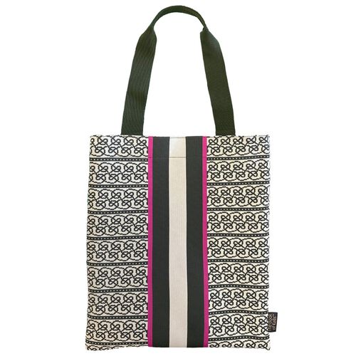 Book of Kells Jacquard Bottle Green & Pink Tote Bag