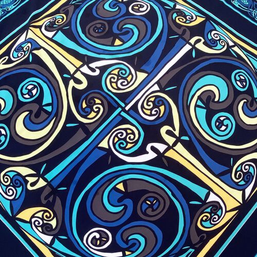 Book of Kells Large Blue & Lemon Celtic Square Scarf