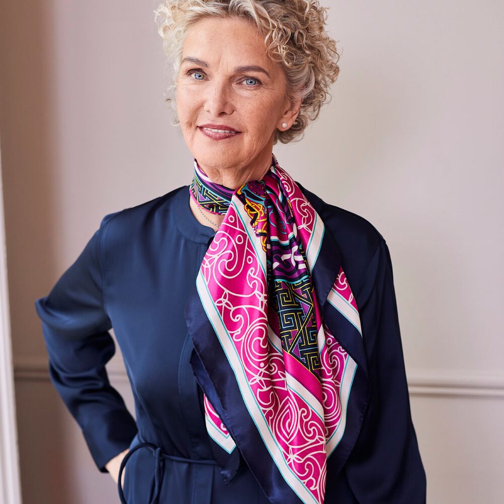 Celtic Cerise Pink Lime Silk Scarf Airport Duty Free Shopping