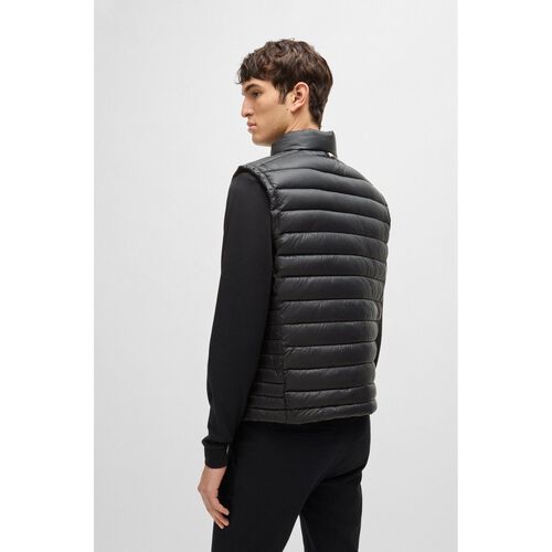 Boss Water-repellent slim-fit gilet with logo patch Black