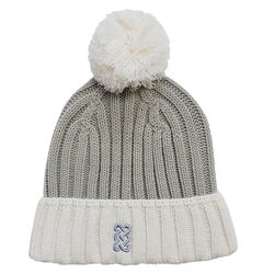 Patrick Francis Patrick Francis Taupe Cream Knit Bobble Hat One Size