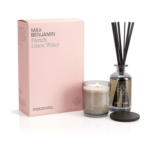 Max Benjamin French Linen Water Candle & Diffuser Gift Set