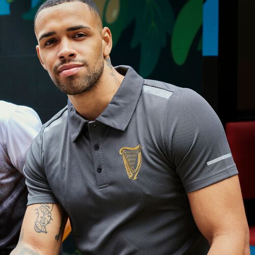 Guinness Grey Harp Waffle Polo Shirt S