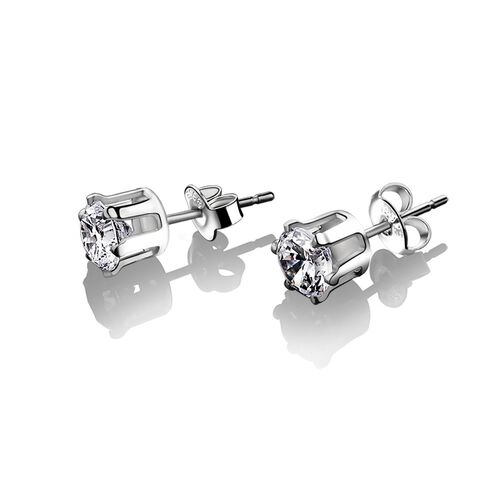 Newbridge Stud Earrings Clear Stone 6mm
