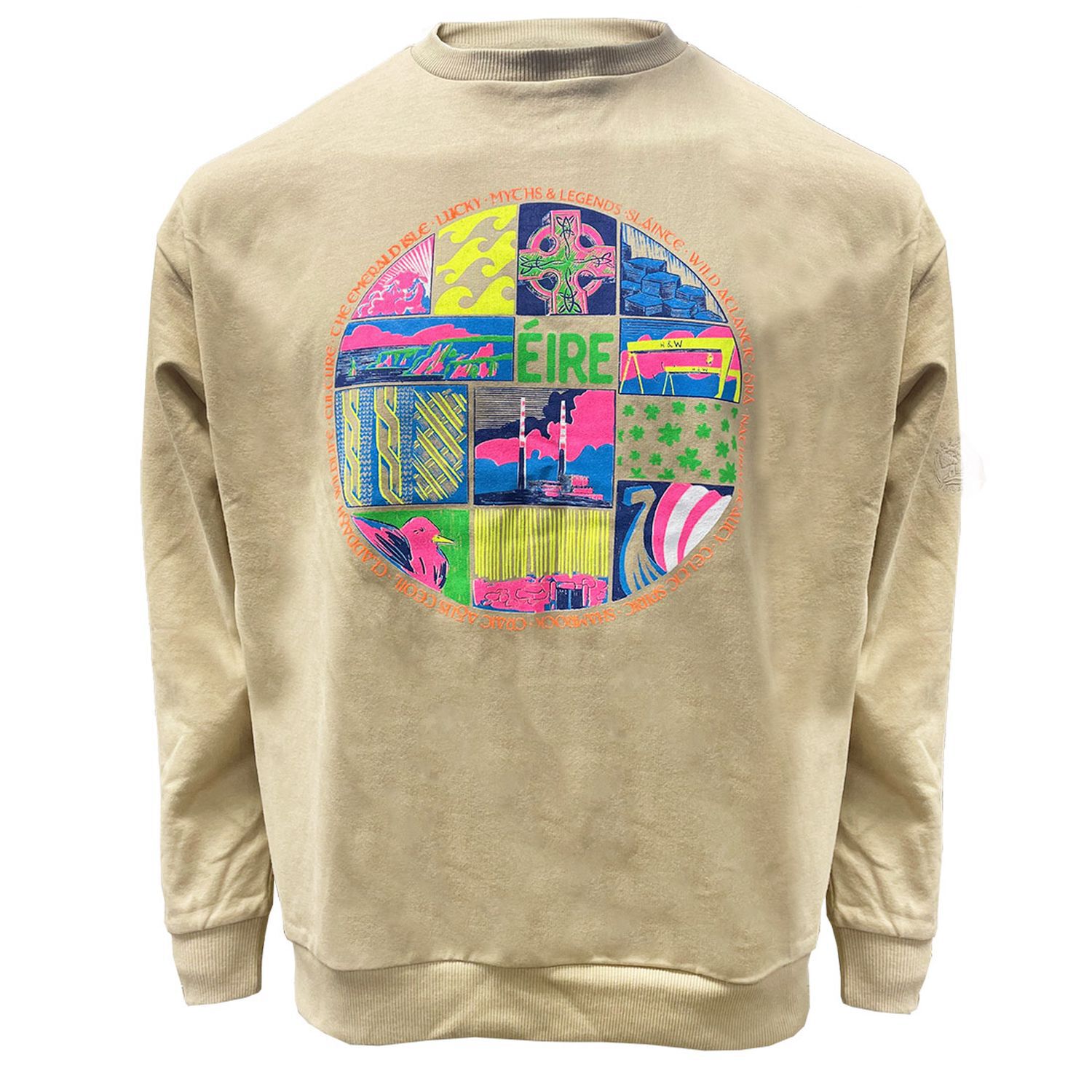 Yellow Sweatshirt with Multi colour EIRE Design XS