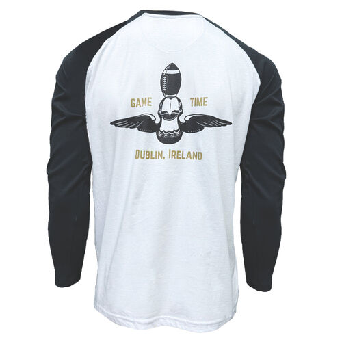 Lansdowne Adults Game Time Long Sleeve Raglan Tee – Black & White S