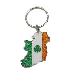 Souvenir Tricolour Map Ireland Keyring