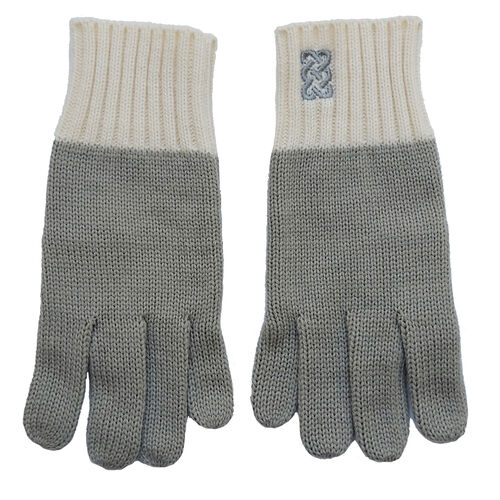 Patrick Francis Patrick Francis Taupe Cream Knit Gloves One Size