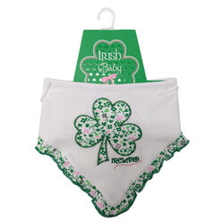 Traditional Craft Kids Overall Print Shamrock Applique Bib