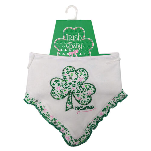 Traditional Craft Kids Overall Print Shamrock Applique Bib