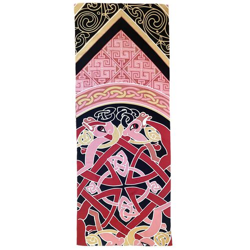 Book of Kells Large Pink & Beige Celtic Scarf