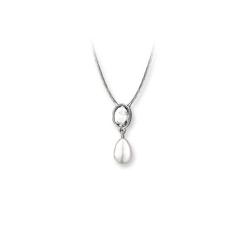Newbridge Pearl Drop Pendant with Clear Stone