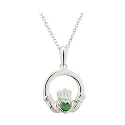 Solvar Sterling Crystal Claddagh Pendant