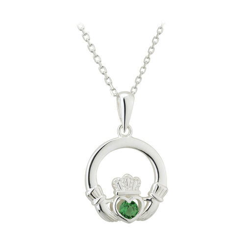 Solvar Sterling Crystal Claddagh Pendant