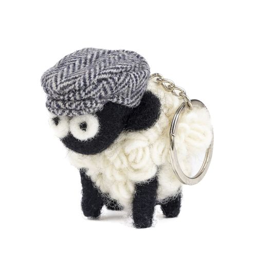 Blue Flatcap Sheep Keyring