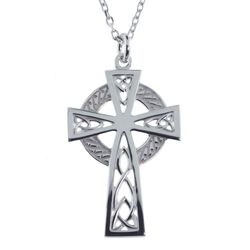 JMH Sterling Silver Filagree Celtic Cross 18 Inch Chain