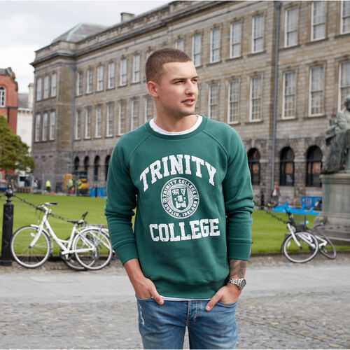 Trinity Bottle Green & White Trinity College Crest Sweatshirt   L