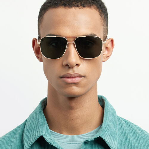 Polaroid PLD 4128/S/X Gold Rectangular Sunglasses