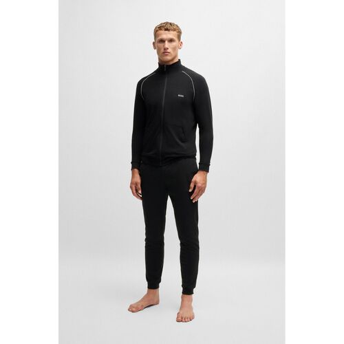 Boss Stretch-cotton jacket with embroidered logo Black