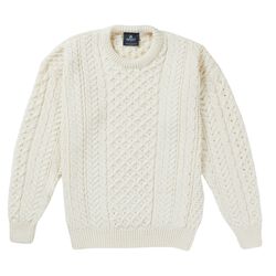 Aran Woollen Mills Traditional Aran Sweater White XS