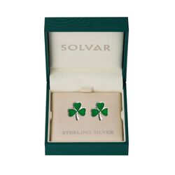 Solvar Enamel Shamrock Stud Earrings
