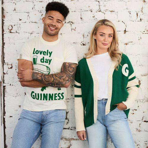 Guinness Cream & Green Knitted Cardigan XS