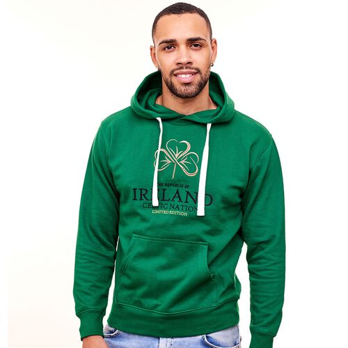 Traditional Craft Adults Green Republic of Ireland Shamrock Hoodie XS