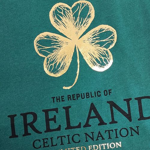 Traditional Craft Kids Republic Of Ireland Foil Shamrock Kids T-Shirt 1-2 Years