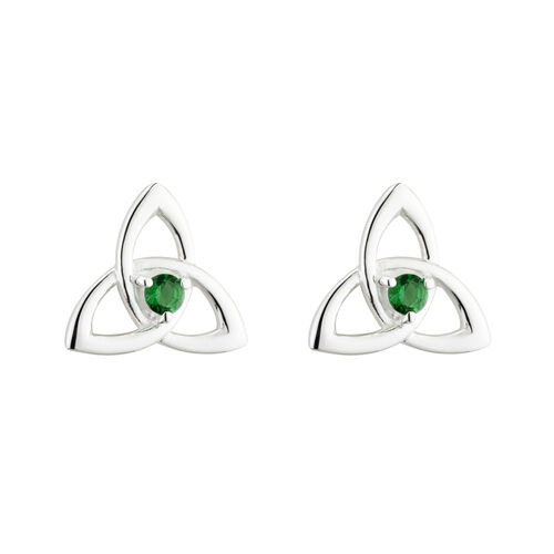 Irish Memories Green Crystal Trinity Stud Earrings