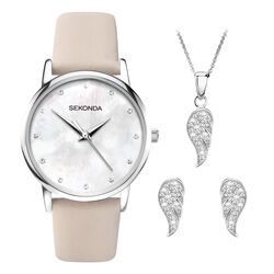 Sekonda Watches Classic Ladies Gift set 2670G Silver / Beige strap