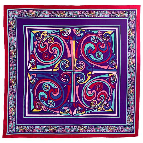 Book of Kells Large Purple & Red Celtic Square Scarf