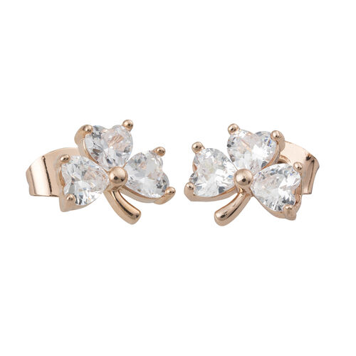 Trinity Rose Colour Earring with 3 Clear Crystals