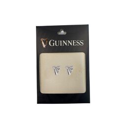 Guinness Rhodium Harp Stud Earrings