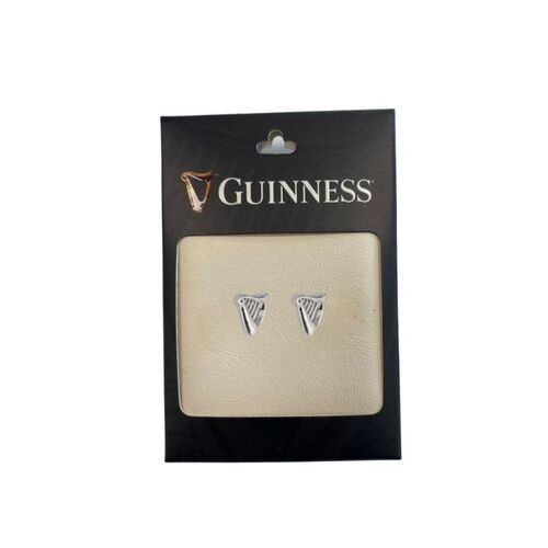 Guinness Rhodium Harp Stud Earrings