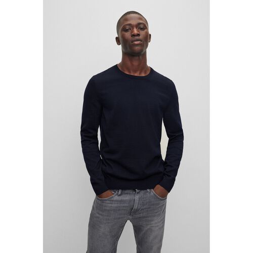 Boss Mens Knitwear Dark Blue Leno