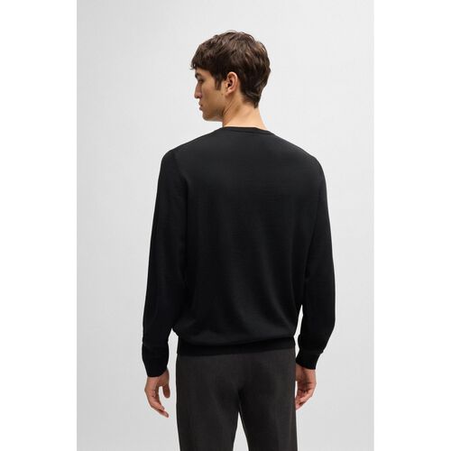 Boss Slim-fit sweater in virgin wool with crew neckline Black