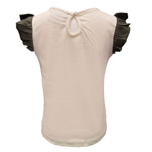 Traditional Craft Kids Girls Bear Cream & Thyme Frill T-Shirt 6-12 Months
