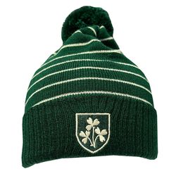 Traditional Craft Adults Shamrock Crest Stripe Bobble Hat