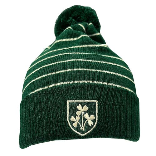 Traditional Craft Adults Shamrock Crest Stripe Bobble Hat