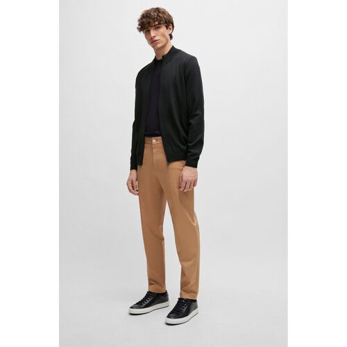Boss Cotton sweater with embroidered logo Black