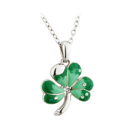 Solvar Lucky Enamel & Crystal Shamrock Pendant