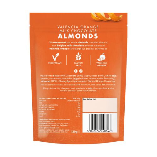 FOREST FEAST Valencia Orange Milk Chocolate Almonds 120g