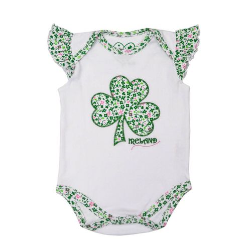 Traditional Craft Kids White Baby Vest With Shamrock Applique 6-12 Months