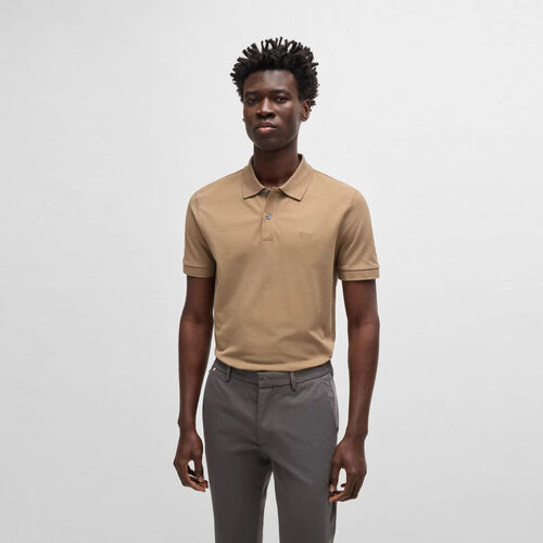 Boss Pallas Regular-fit polo shirt in cotton Beige
