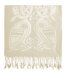 Patrick Francis White Celtic Design Wool Scarf 