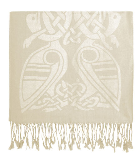 Patrick Francis White Celtic Design Wool Scarf 